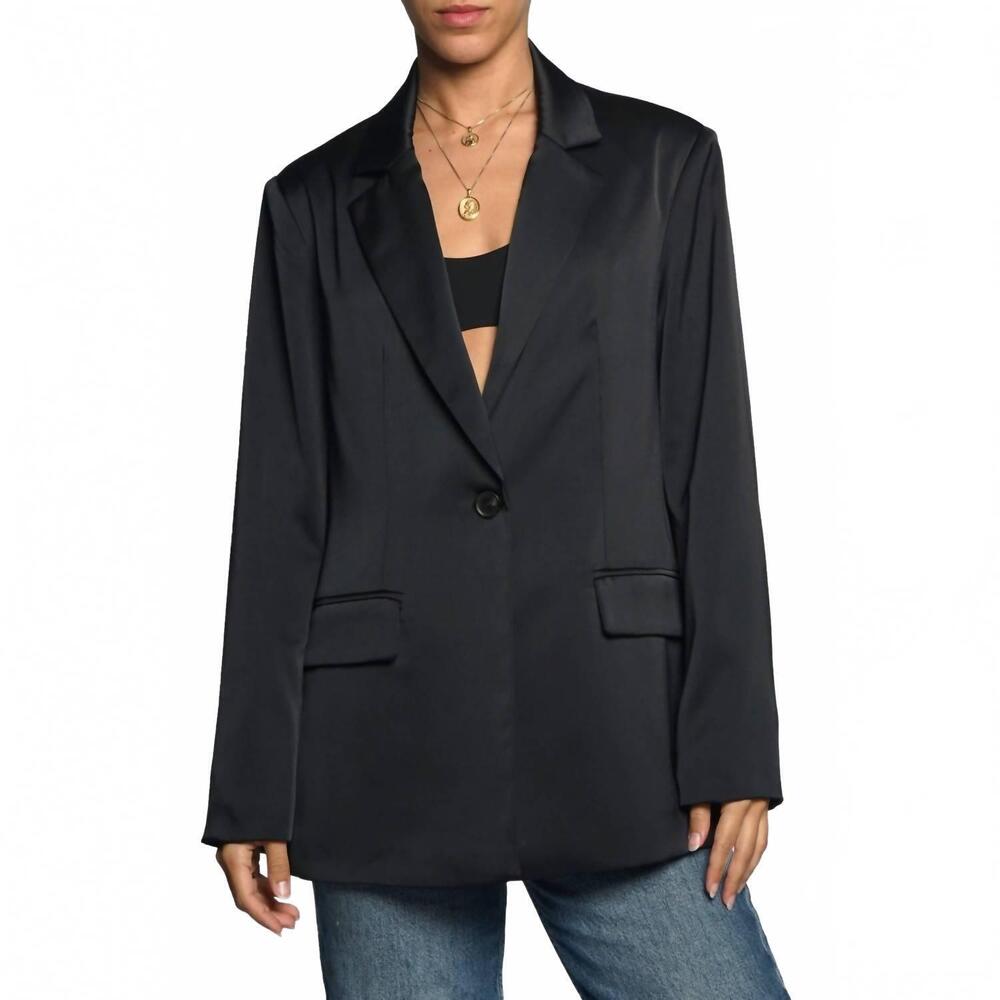 NEW SANS SOUCI satin blazer in black